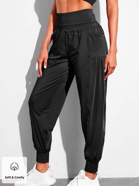 

Regular Fit Casual Plain Sweatpants & Joggers, Black, Pants