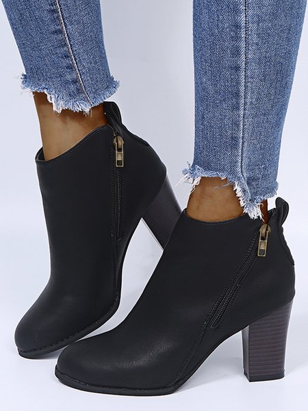 

Brush Off Side Zip Chunky Heel Boots, Black, Boots