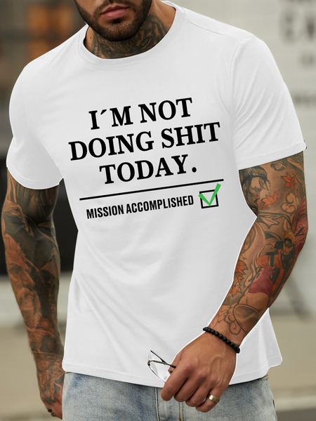 

Lilicloth X Hynek Rajtr I’m Not Doing Shit Today Men’s Text Letters Crew Neck T-Shirt, White, T-shirts