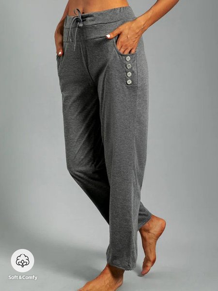

Loose Casual Drawstring Sweatpants & Joggers, Gray, Pants