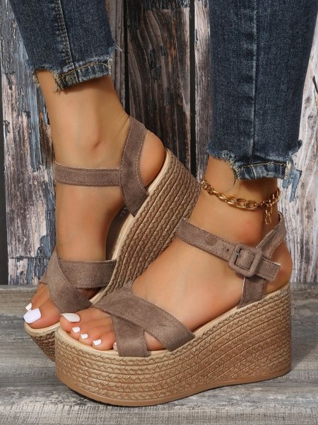 

Resort Woven Platform Strap Espadrille Sandals, Khaki, Sandals