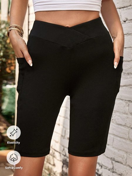 

Women's Summer High Elastic Comfort Shorts, Black, Leggings