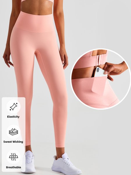 

Plain Casual Leggings, Pink, Leggings