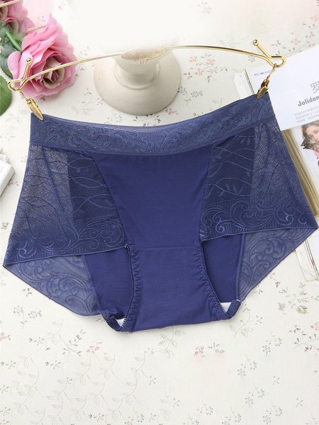 

Lace Sexy Mid Waist Briefs, Blue, Briefs