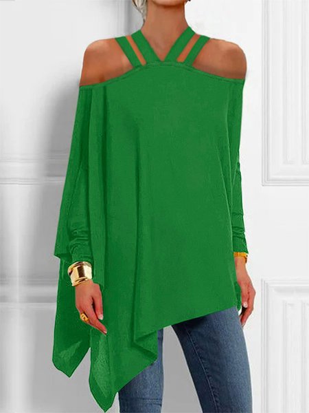 

Urban Plain Loose Long Sleeve Top, Green, Blouses and Shirts