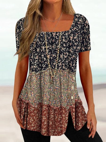 

Ditsy Floral Knitted Casual Shirt, Blue, Shirts & Blouses