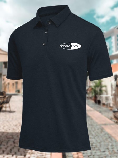 

Men’s Selective Listener Polyester Cotton Casual Polo Shirt, Deep blue, T-shirts