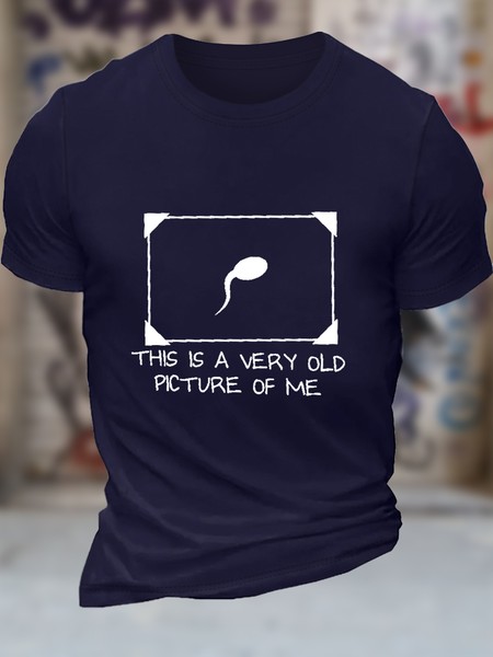 

Men's Funny Old Pictures Of Me Crew Neck Casual Text Letters Loose T-Shirt, Dark blue, T-shirts