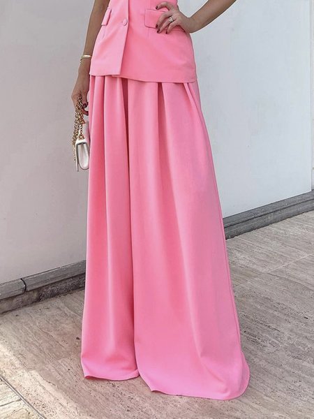 

Daily Elegant Plain Regular Fit Pants, Pink, Pants