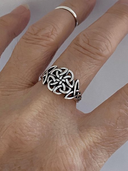 

Casual Silver Ethnic Pattern Metal Ring Viking Vintage Women's Jewelry, Rings