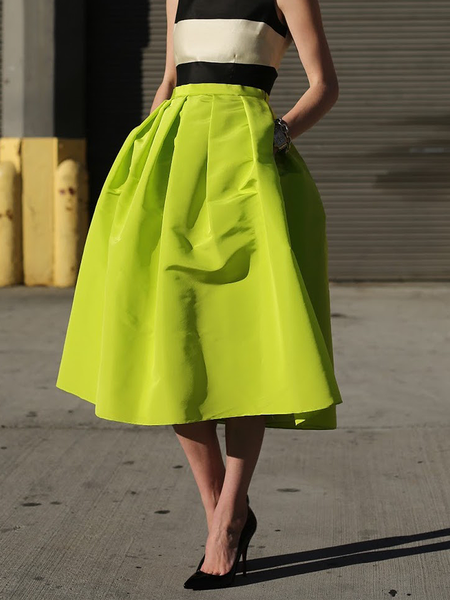 

Loose Elegant Plain Midi Skirt, Green, Skirts