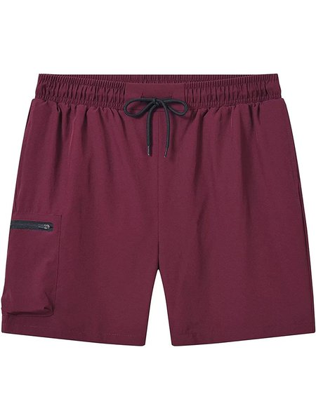 

Men's elastic quick-drying beach shorts sports shorts, Wine red, Shorts