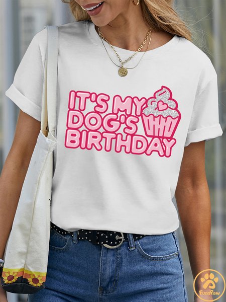 

Lilicloth X Funnpaw Women's It's My Dog's Birthday Pet Matching T-Shirt, White, T-shirts