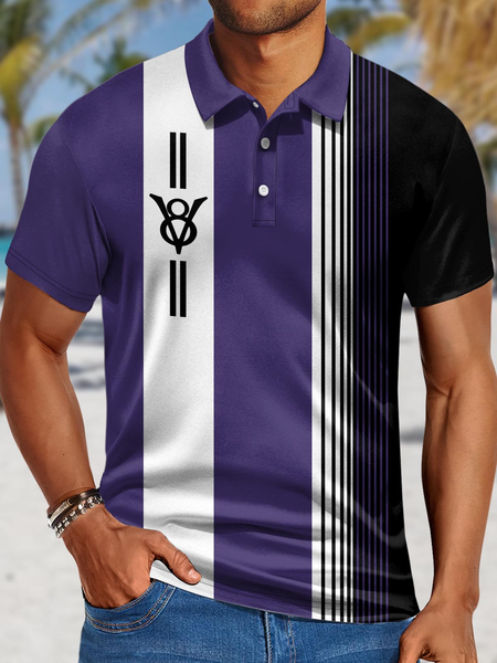 

Men's Urban Polo Collar Regular Fit Striped Polo Shirt, As picture, T-shirts