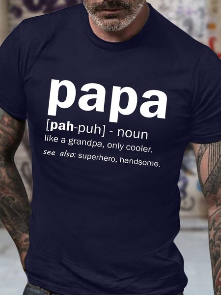 

Men's Papa Like A Grandpa Only Cooler See Also Superhero Handsome Funny Graphic Printing Cotton Casual Text Letters Loose T-Shirt, Purplish blue, T-shirts