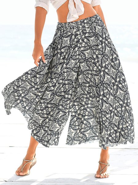 

Boho Loose Geometric Scramble Pants, Black, Pants