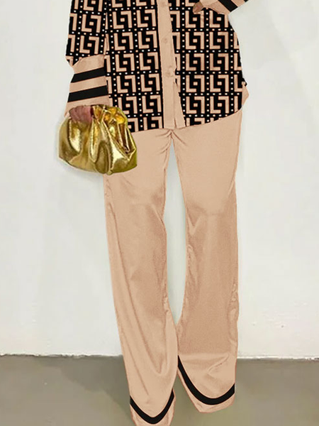 

Urban Geometric Regular Fit Fashion Long Pants, Khaki, Pants