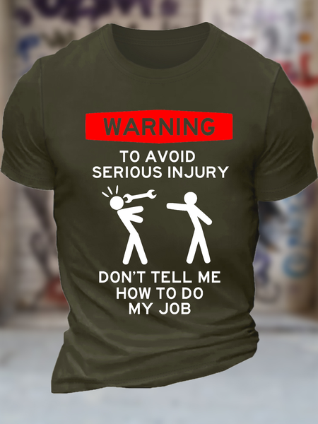 

Men's Funny Warning Casual Text Letters T-Shirt, Green, T-shirts