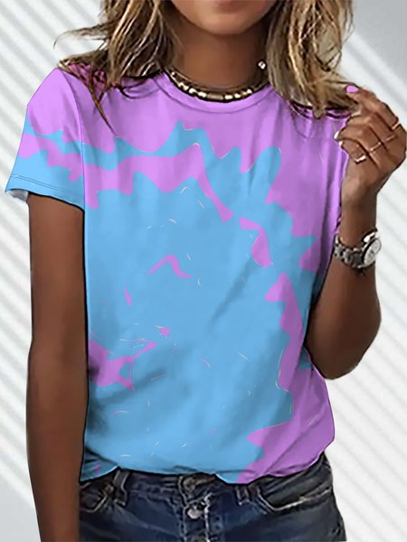 

Women’s Abstract Graphic Casual Crew Neck T-Shirt, As picture, T-shirts