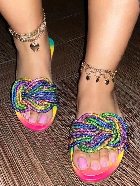 

Color Gradient Slippers, As picture, Sandals