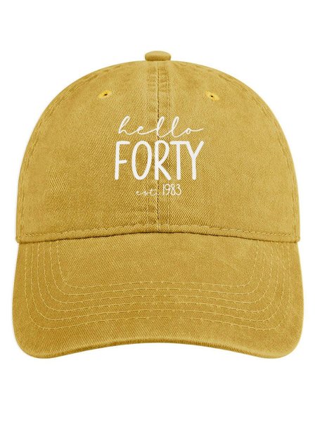 

Men's /Women's Hello Forty Est 1983 Graphic Printing Regular Fit Adjustable Denim Hat, Yellow, Women's Hats