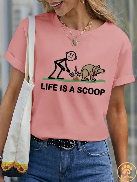 

Lilicloth X Funnpaw Women's Life Is A Scoop Pet Matching T-Shirt, Pink, T-shirts