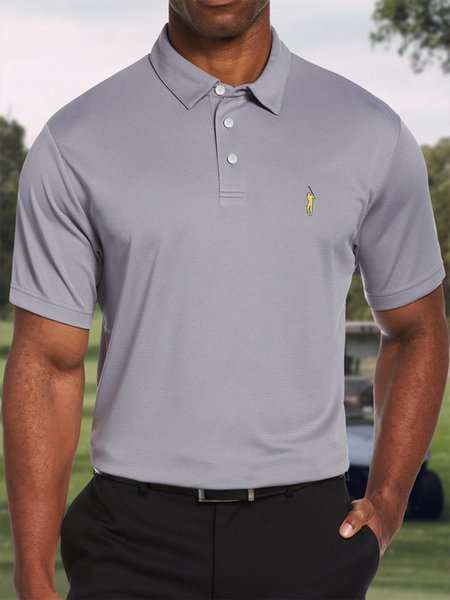 

Men's Outdoor Business Leisure Golf Printing Urban Polo Collar Polo Shirt, Gray, T-shirts