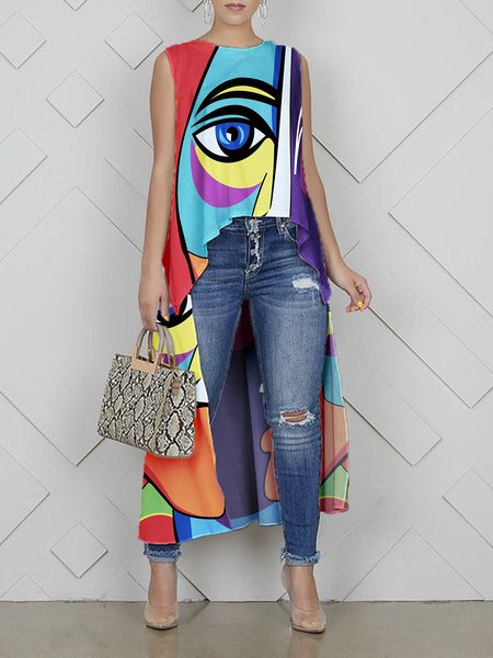 

Daily Crew Neck Regular Fit Face Urban Shirt, Blue, Blouses and Shirts