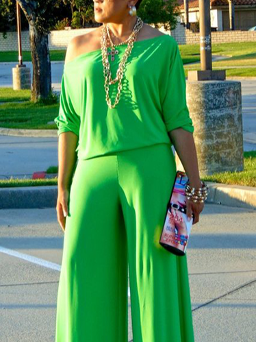 

Elegant Asymmetrical Loose Plain Shirt, Green, Blouses and Shirts