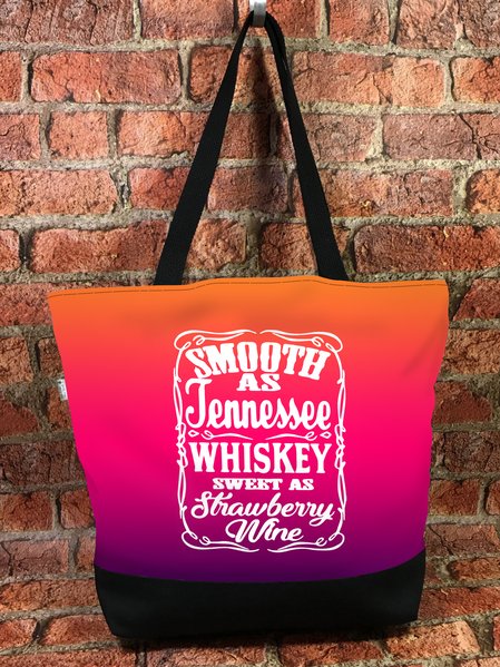 

Smooth As Jennessee Slogan Gradient Linen Shoulder Bag Large Capacity Tote Bag, As picture, Women's Bags