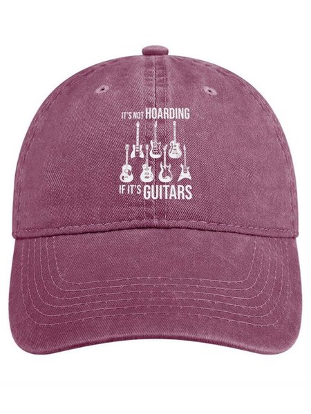 

It Is Not Hoarding If It’S Guitars Funny Graphic Print Casual Text Letters Adjustable Denim Hat, Red, Men's Hats