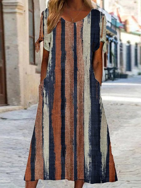 

Women's Classic Stripes Striped Casual Dress, Brown, Dresses