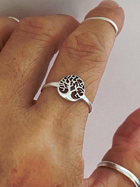 

Retro Silver Metal Tree of Life Pattern Ring Ethnic Casual Women Jewelry, As picture, Rings