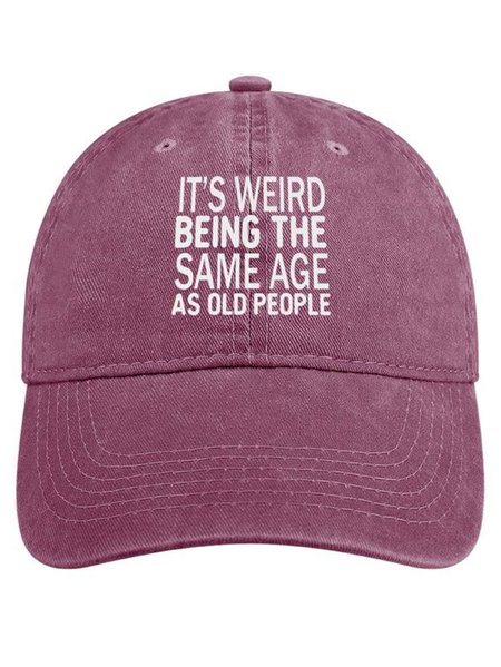

Men's Funny It’s Weird Being The Same Age As Old People Text Letters Adjustable Denim Hat, Red, Men's Accessories