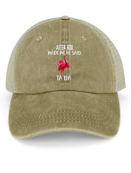 

Men's /Women's After God Made Me Said Ta Da Funny Graphic Printing Loose Text Letters Washed Mesh-back Baseball Cap, Yellow, Women's Hats