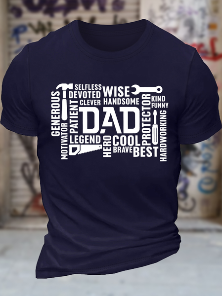

Men's Dad Best Funny Graphic Printing Gift For Father'S Day Casual Crew Neck Cotton Text Letters T-Shirt, Purplish blue, T-shirts