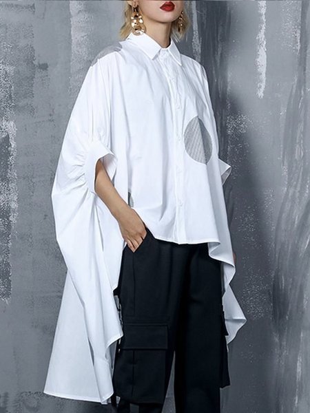 

Urban Shirt Collar Half sleeve Blouse, White, Blouses and Shirts