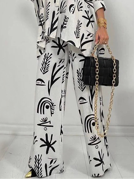 

Urban Loose Abstract Fashion Long Pants Straight pants, Black, Pants