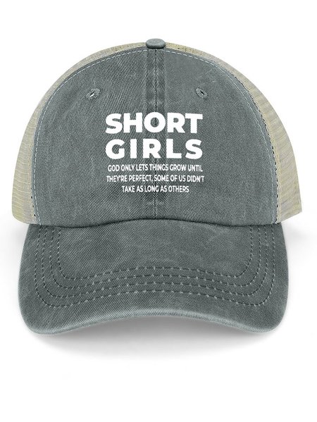 

Women's Short Girl Funny Graphic Printing Text Letters Washed Mesh-back Baseball Cap, Gray, Women's Hats