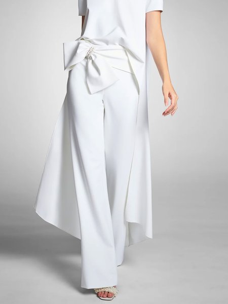 

Plain Urban Regular Fit Fashion Pants, White, Pants
