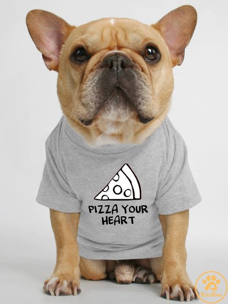 

Lilicloth X Funnpaw Pizza Your Heart Human Matching Dog T-Shirt, Gray, Pet T-shirts