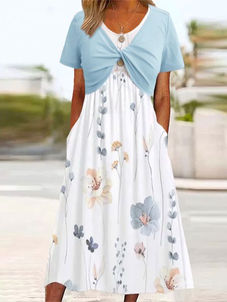 Casual Floral Short Sleeve Two Piece Set