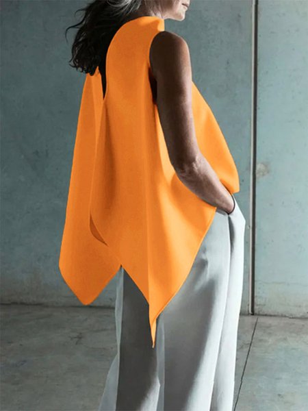 

Loose Urban Sleeveless Shirt, Orange, Blouses and Shirts