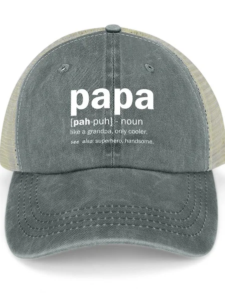 

Men's Papa Like A Grandpa Only Cooler See Also Superhero Handsome Funny Graphic Printing Washed Mesh-back Baseball Cap, Gray, Men's Hats