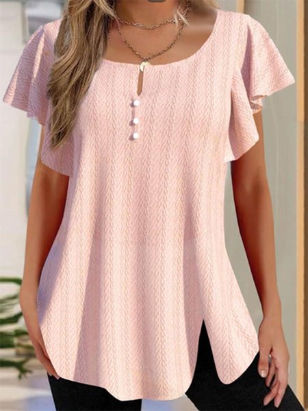 

Womens Casual Plain Loose Crew Neck Shirt, Pink, Shirts & Blouses