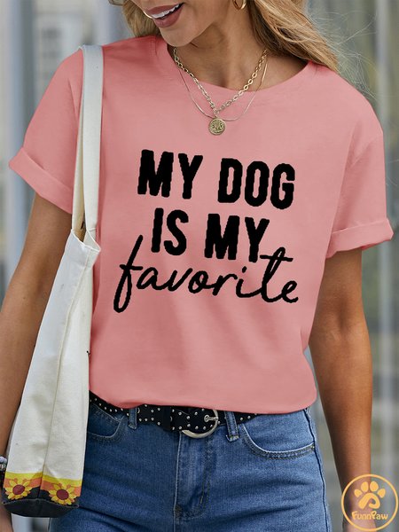 

Lilicloth X Funnpaw Women's My Dog Is My Favorite Pet Matching T-Shirt, Pink, T-shirts