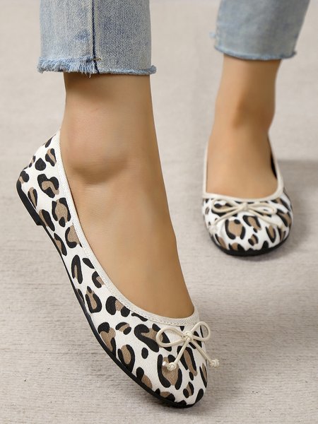 

Women's Bow Decor Ballet Flats, Leopard, Flats
