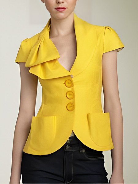 

Asymmetrical Urban Plain Regular Fit Blouse, Yellow, Blouses and Shirts