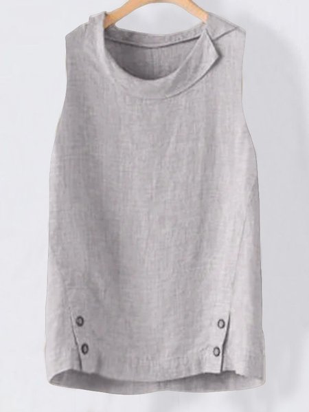 

Casual Plain Sleeveless Tops, Light gray, Tanks & Camis