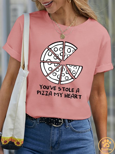 

Lilicloth X Funnpaw Women's You've Stole A Pizza My Heart Pet Matching T-Shirt, Pink, T-shirts